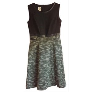 Anne Klein Black / Print Sleeveless Combo Work/Office Dress